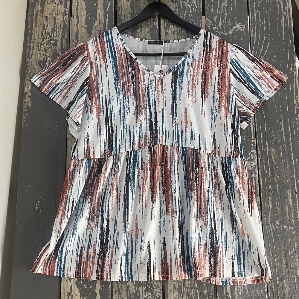 Ofeefan Striped Multicolor Women’s Top Size 3X